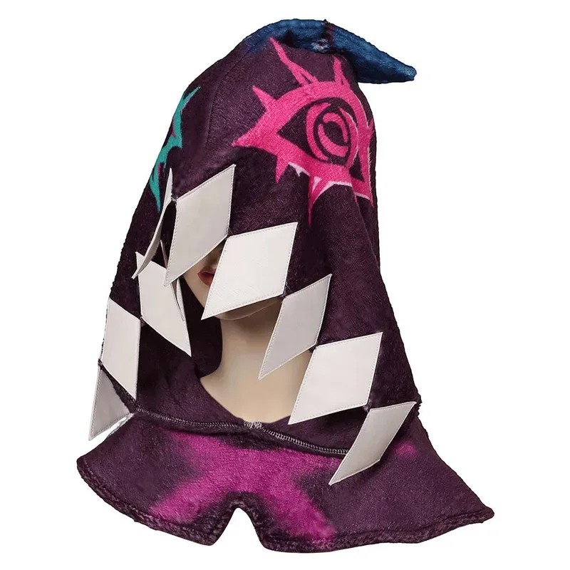 Game LOL Arcane Jinx Cosplay Flannel Hat TV 2 Acrane Figure Jinx Purple Printed Cap Headwear Costume Accessories Halloween Suits