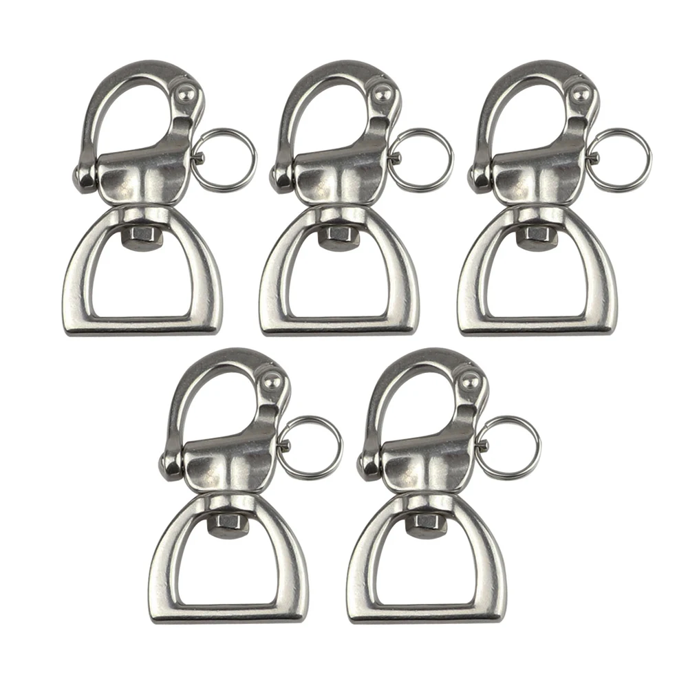 5Pcs Stainless Steel 316 Swivel Snap Shackle Quick Connect Shackle, 77x25mm Heavy Duty Snap Hook for Sailboat Spinnaker Halyard