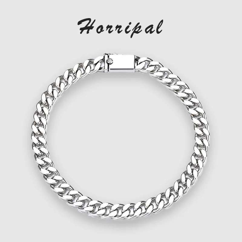 

100% S925 Sterling Silver Bracelet for Men Hip Hop Trendy Fashion Versatile Cuban Chain Link Bracelets Fine Jewelry Gift for Man
