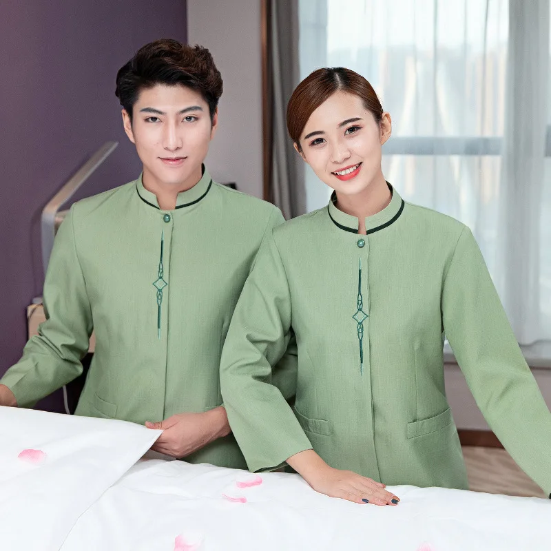 Cleaning Staff Uniform Long Sleeve Autumn Winter Outfit Mall Property Floor Hotel Guest Room Cleaning Auntie Top Women