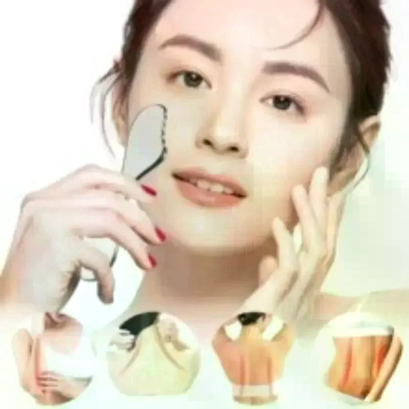 Rolo facial gua sha beleza rosto pescoço massagem ferramenta de aço inoxidável pele aperto face lifting cuidados beleza rolo massagem