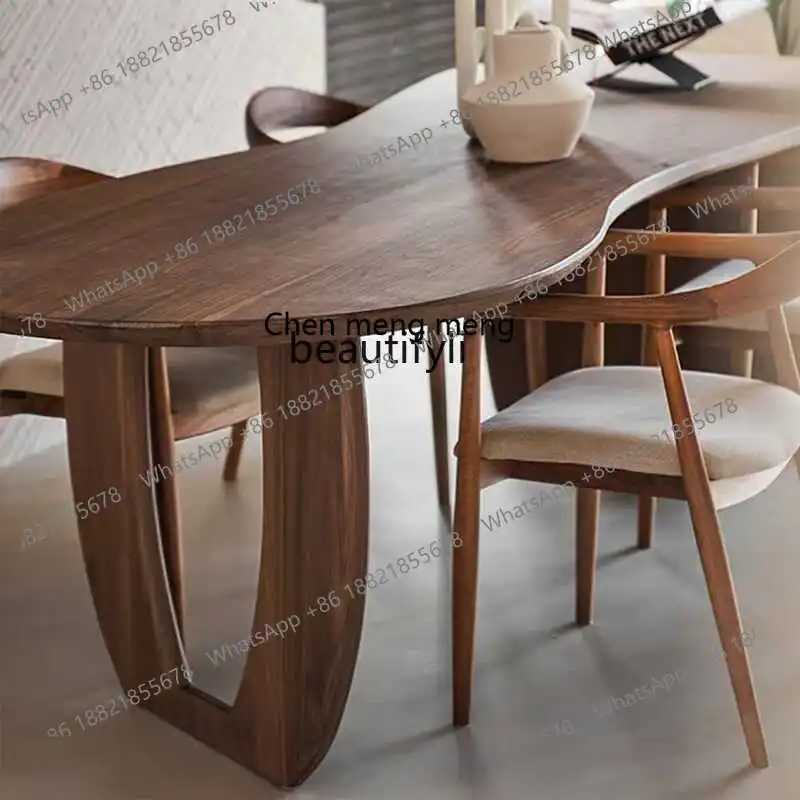 z183 North American black walnut dining table modern household rectangular table and chair combination