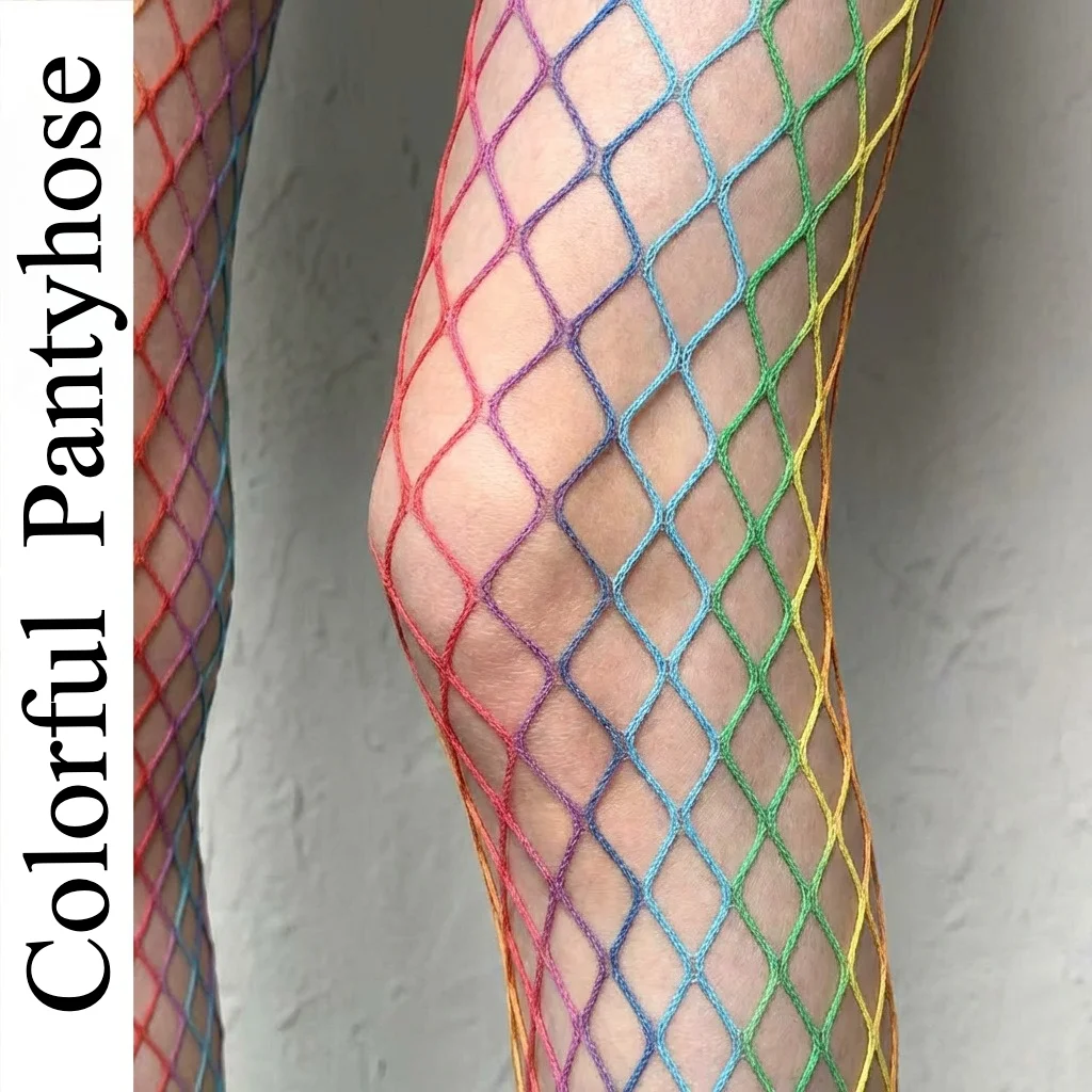 

Candy Gradient Bodystockings Plus Size Colorful Pantyhose Sexy Women's High Waisted Tights Europe Lady Erotic Net Socks Fashion