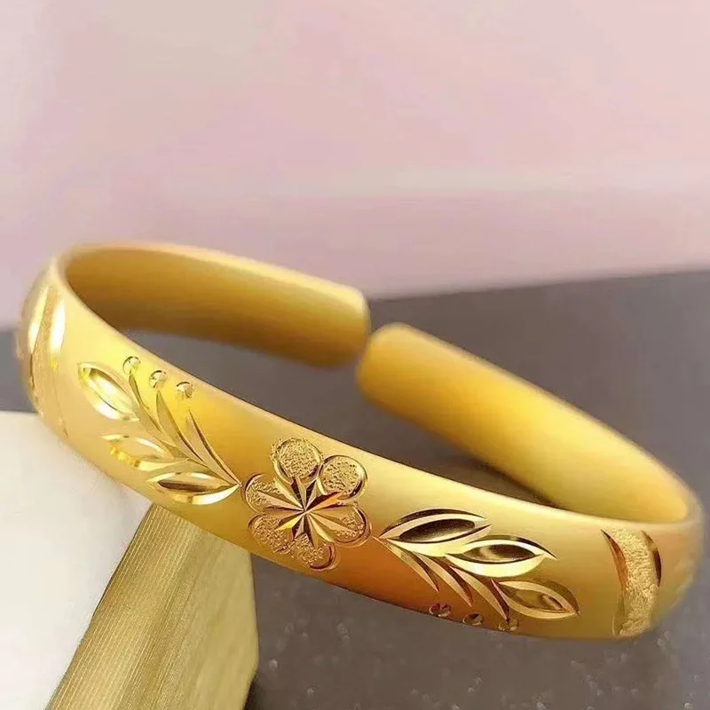 9999 real gold 24 K Meteor shower bracelet Dragon Phoenix open bracelet