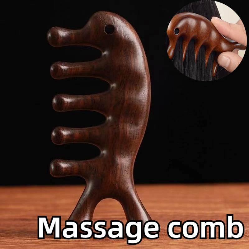 Massage Comb Head Meridian Massager Sandalwood Five Tooth Comb Scalp Scraping Massager Body Massage Tool hair accessories