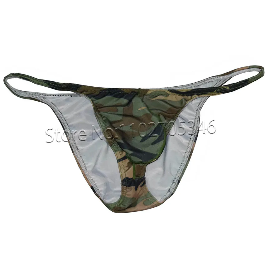 Ropa interior Sexy con estampado de camuflaje para hombre, Mini calzoncillos de Bikini, Súper suaves y lisos, Slip Pour Homme