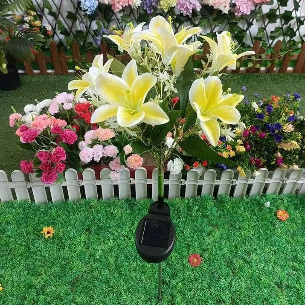 

New Solar-Powered Solar Lily Light 7 Heads Simulation Garden Pathway Light LED Light Waterproof Landscape Light Home Garden