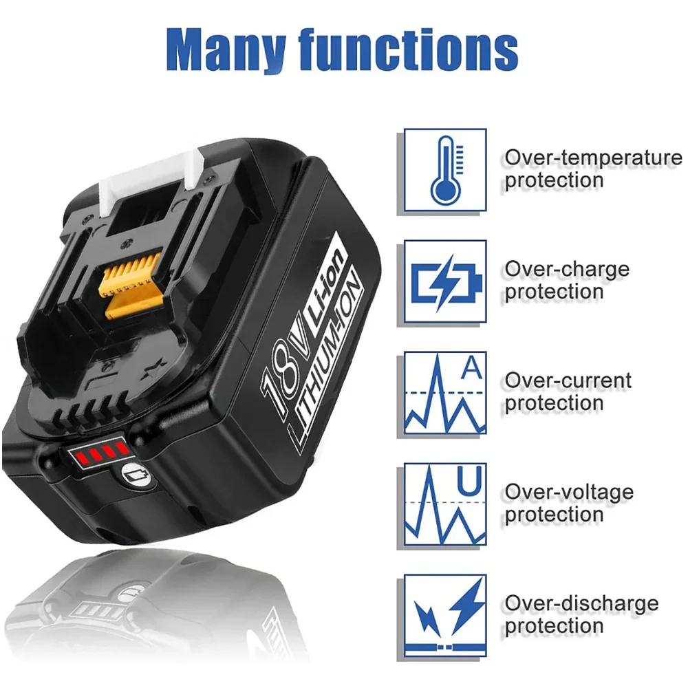 Imagem -06 - Bateria Recarregável para Ferramentas sem Fio Substituição de Íon de Lítio 100 Compatível para Makita Lxt Bl1860b Bl1860 Bl1850 Dhp482 18v