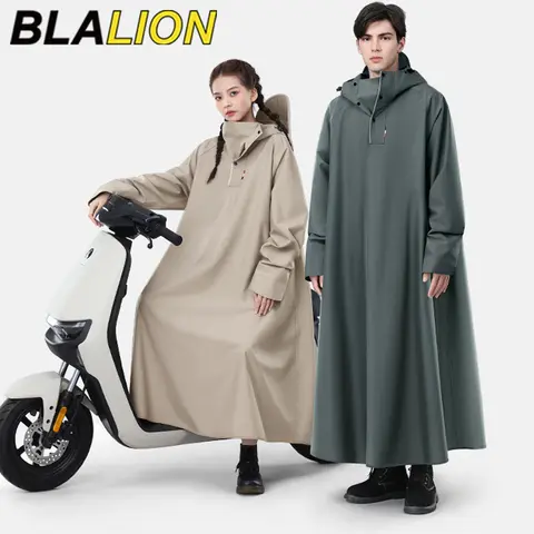 BLALION Thicken Oxford Waterproof Rain Gear Rain Poncho Unisex Fashion Rain Coat Long Raincoat Loose Oversized Hooded Rainwear