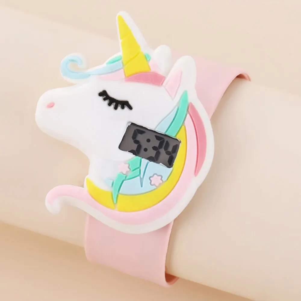 Baby 3D Cartoon Kids Birthday Gift Old Girl Boy Children Study Time Toy Watch Clock Free Spare Battery