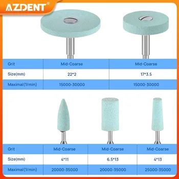 AZDENT Diş Laboratuvarı Seramik Gümrüklü Öğütücü Elmas ile Zirkonya İç Taç Porselen HP 2.35mm Bitirme Parlatma Parlatıcı