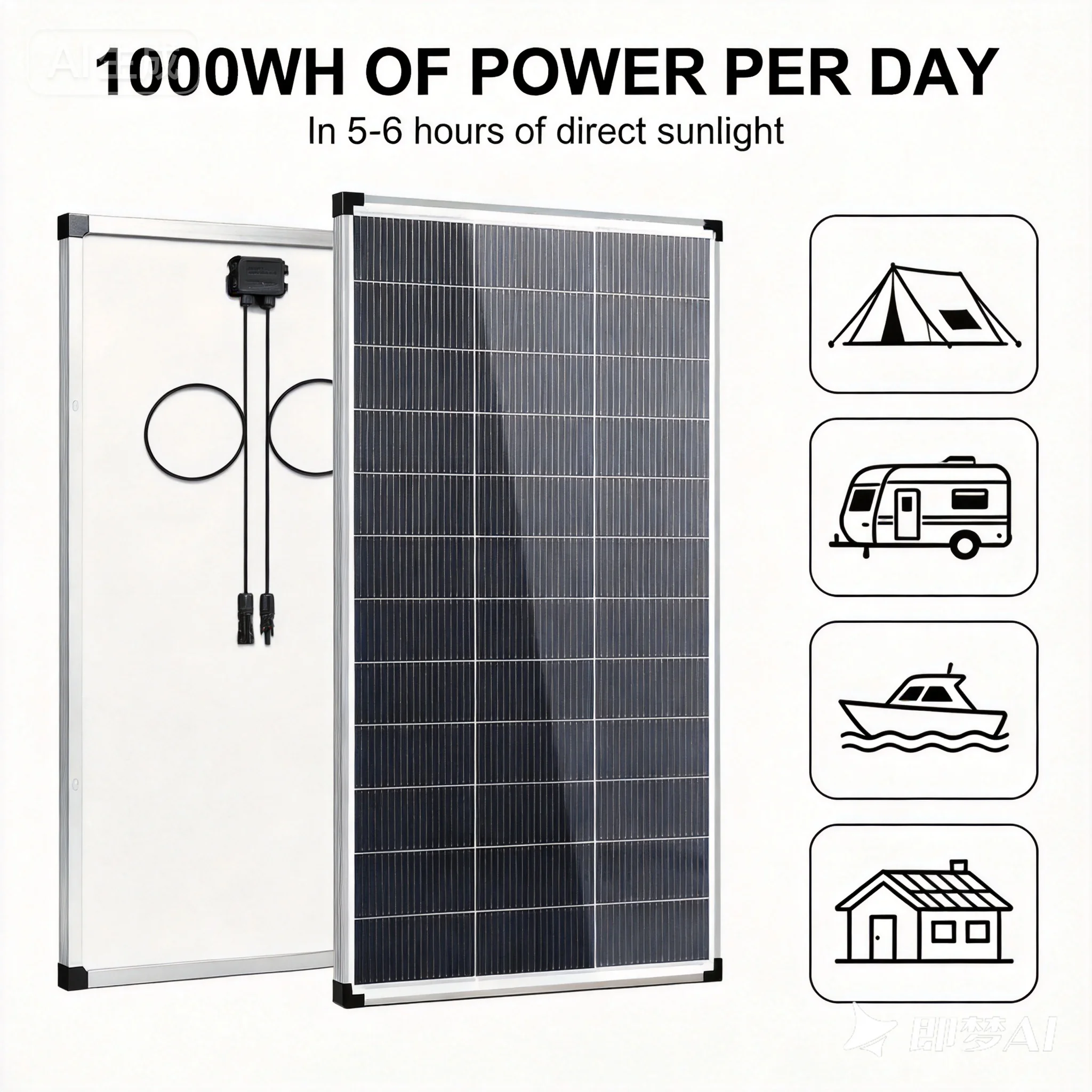 

200W 400W 600W 800W 18V Monocrystalline Solar Panel Silver Frame High Efficiency Solar Power Board Waterproof Portable for RV Camper House Boat Camping Off Grid Energy Supply