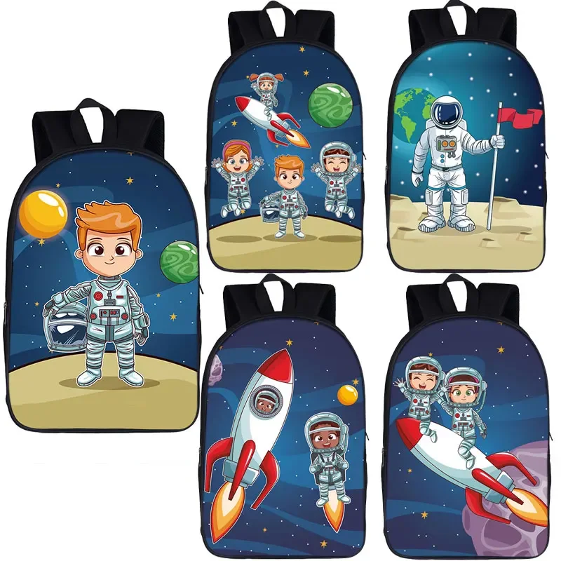 

Cartoon Astronaut Planet Galaxy Space Print Student School Bags Casual Backpacks Teenager Boys Girls Laptop Bag Travel Rucksacks