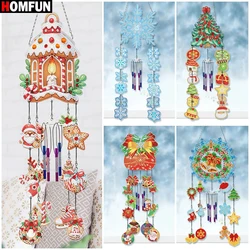 HOMFUN 5D DIY Diamond Painting Double Side 3D Wind Chime Christmas Pendant Embroidery Hanging Gift Window Pendant Home Decor Kit