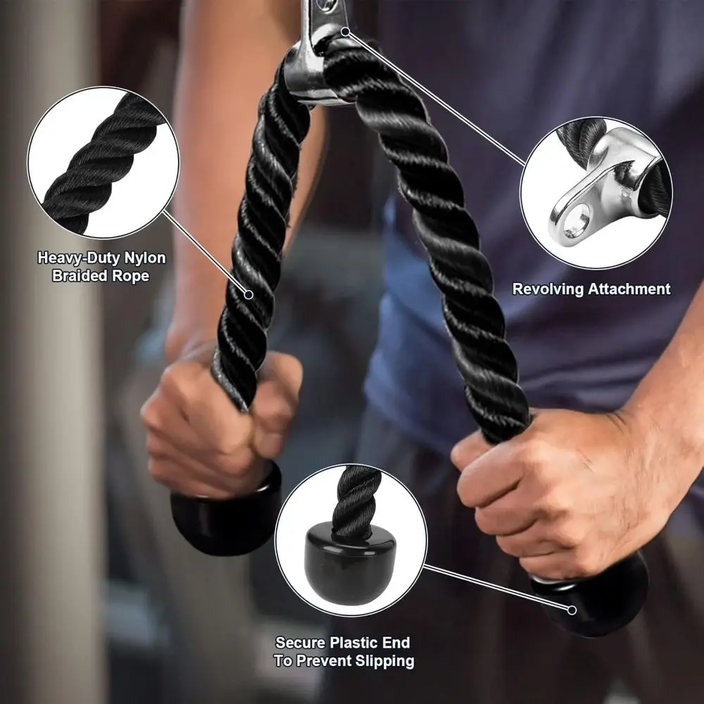 Nylon Construction Cable Machine Attachment Set Durable Detachable Gym Exercise Handles Heavy-Duty Lat Pulldown Gear