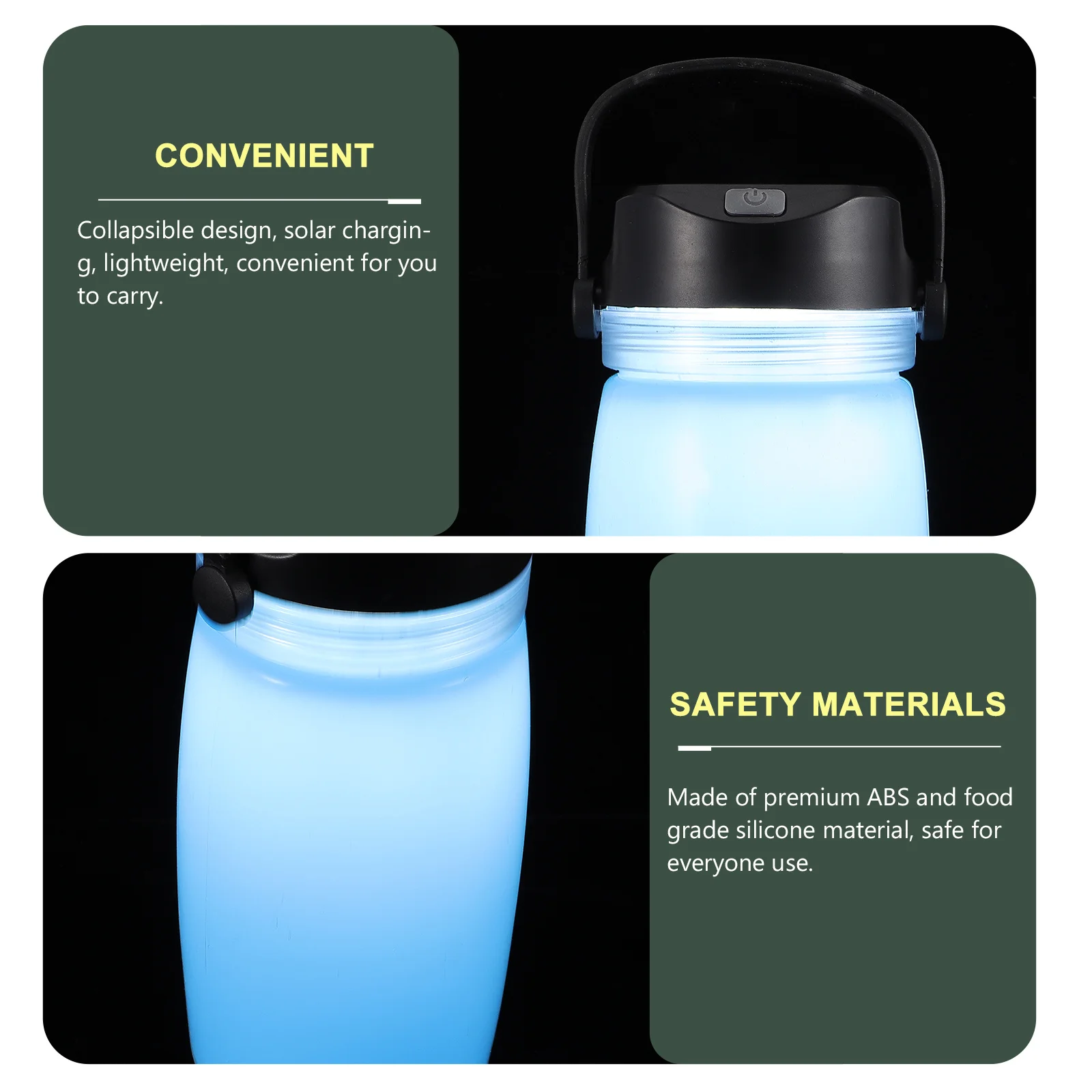 

NAMOARLY Travel Kettle Solar Charging Water Bottle Camping Kettle USB Power Bank for Front Rack