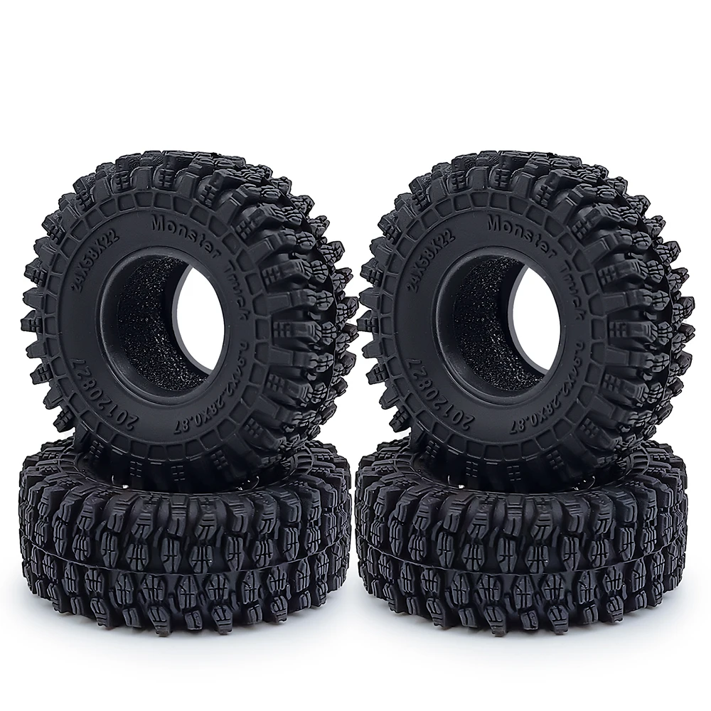 AXSPEED 4Pcs 1:18 RC Car 58mm Rubber Tires for TRX-4M Defender Bronco 1/18 Axial SCX24 1/24 RC Crawler Car Truck Model Parts