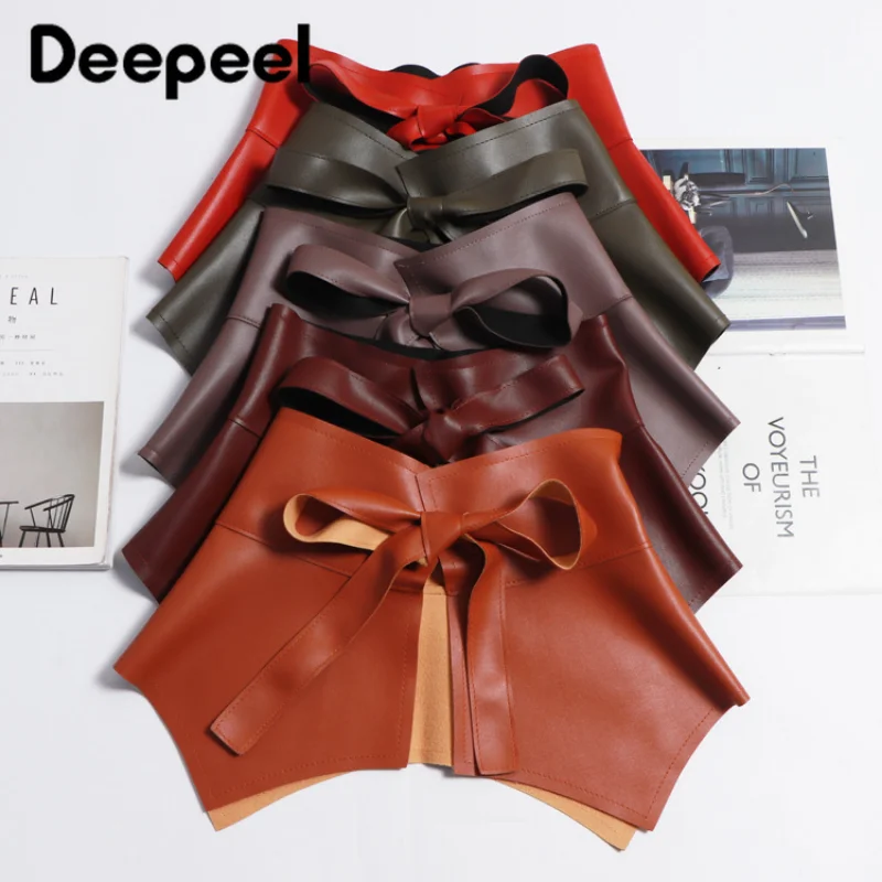 1 PC Deepeel 24-32*73 ซม.แฟชั่นผู้หญิงเข็มขัดรัดตัว PU หนังเอว Cummerbunds รัดตัวเสื้อยืดชุดเข็มขัดตกแต่งอุปกรณ์เสริม