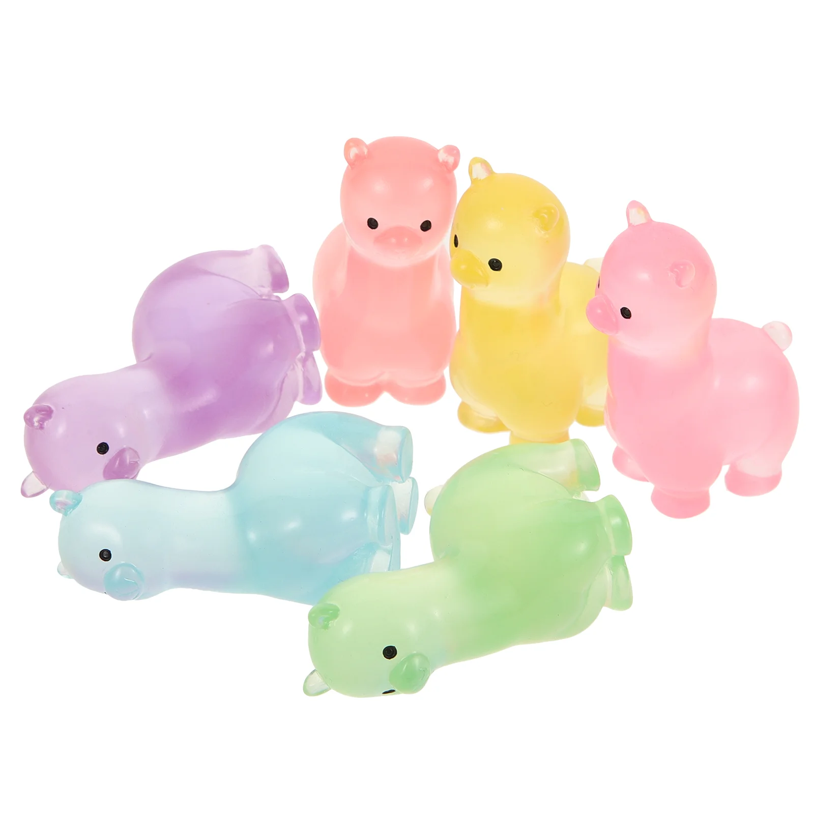 12 Pcs Micro Landscape House Resin Ornaments Luminous Colorful Alpaca Miniature Figurines Craft Baby Toy Animal Figure