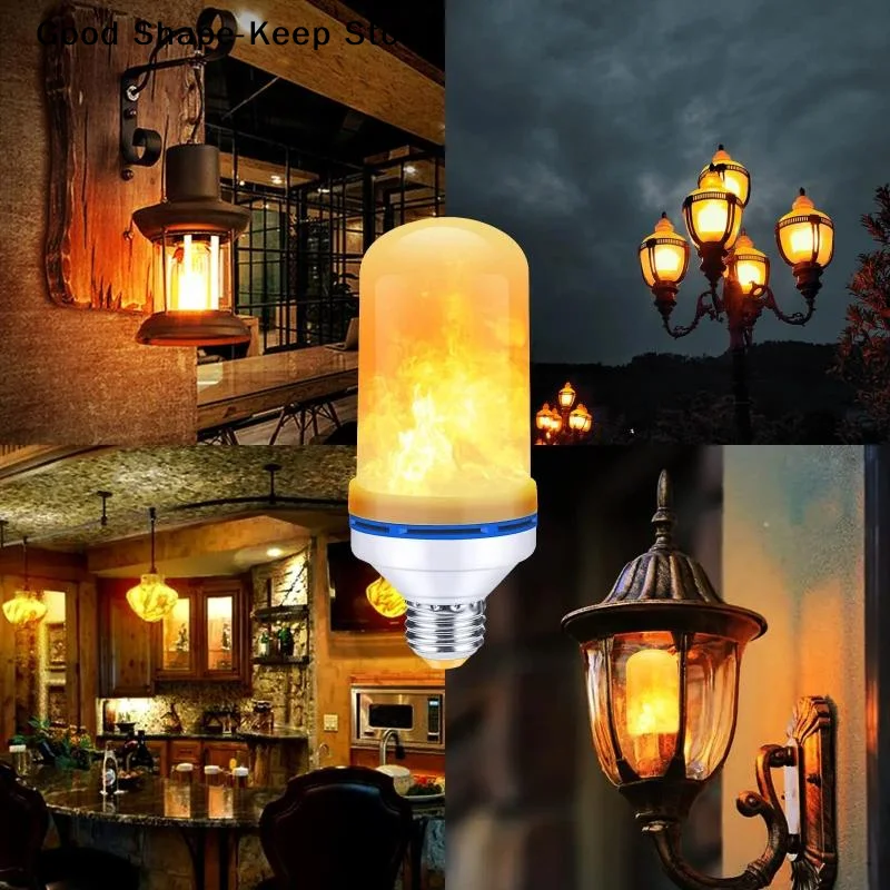 daily1Pcs 4 Modes Flickering Fire Simulation E27 LED Flame Effect Light Bulb For Party KTV Garden Home Decor Outdoor Lighting
