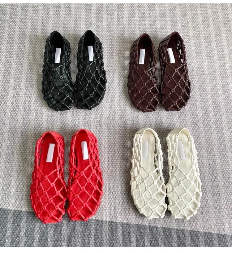 Милые и крутые ветровые плетеные дышащие сандалии, женские летние сандалии 2023, новые туфли на мягкой подошве с отверстиями для рыболовной сети Sandalias De Mujer