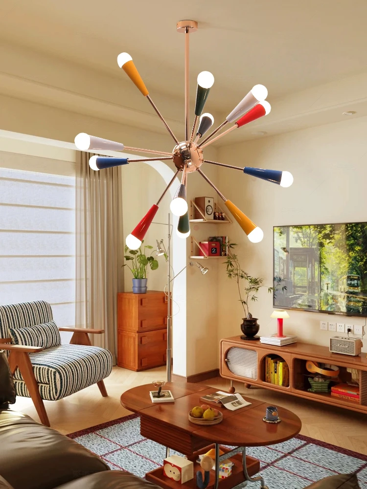 

Nordic Sputnik Colorful LED Lamp Bauhaus Modern Villa Living Room Pendant Memphis Dining Room Bedroom Lighting E14