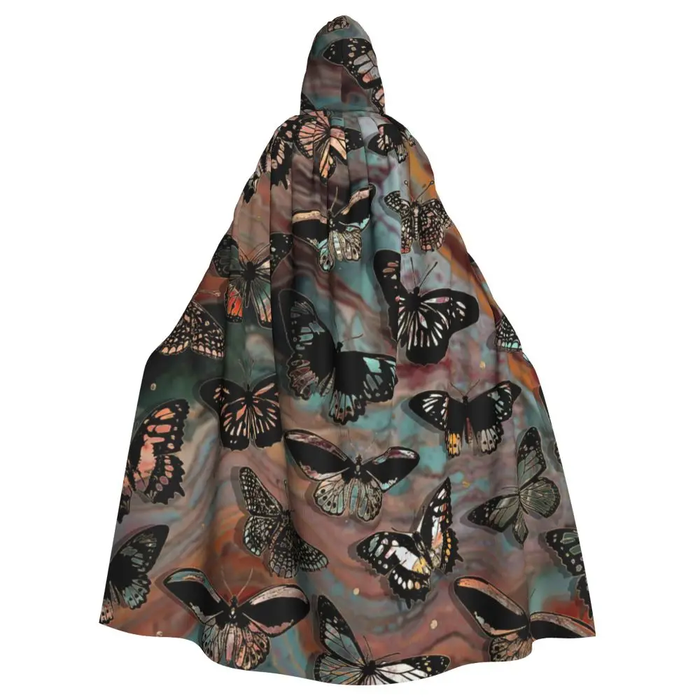 Pattern Marble And Gold Hooded Cloak Halloween Party Cosplay Woman Men Adult Long Witchcraft Robe Hood