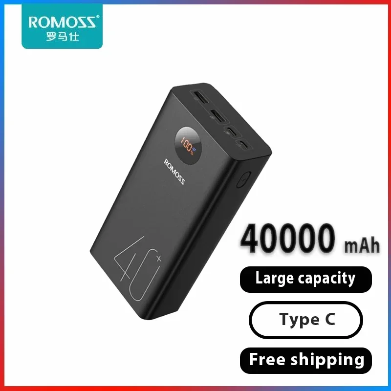 

ROMOSS PEA 40 Power Bank External Battery Fast Charge USB C Portable Charger for iPhone 14 Large Capacity Power Bank 40000mAh