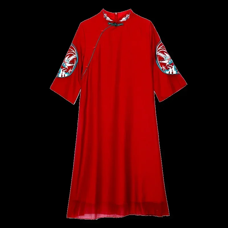 Chinese Style Dresses Summer 2024 Robe Vintage Femme Vesidos Elegant Womens Clothing Embroidery Plus Size Cheongsam Qipa CMM221