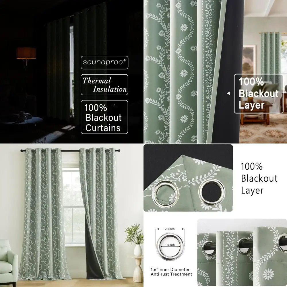 

Двойные шторы в стиле бохо, 9 футов, цвета шалфейной зелени, для гостиной, от потолка до пола, с эффектом полного затемнения