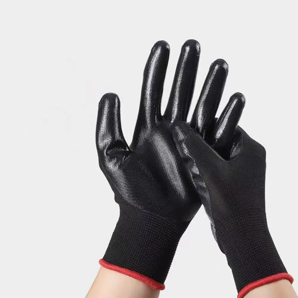 12 زوجًا من قفازات العمل الآمنة القابلة للتنفس، قفازات مرنة ممتازة ومضادة للانزلاق ومقاومة للزيت ومقاومة للاهتراء ومطلية بالبولي يوريثان #4