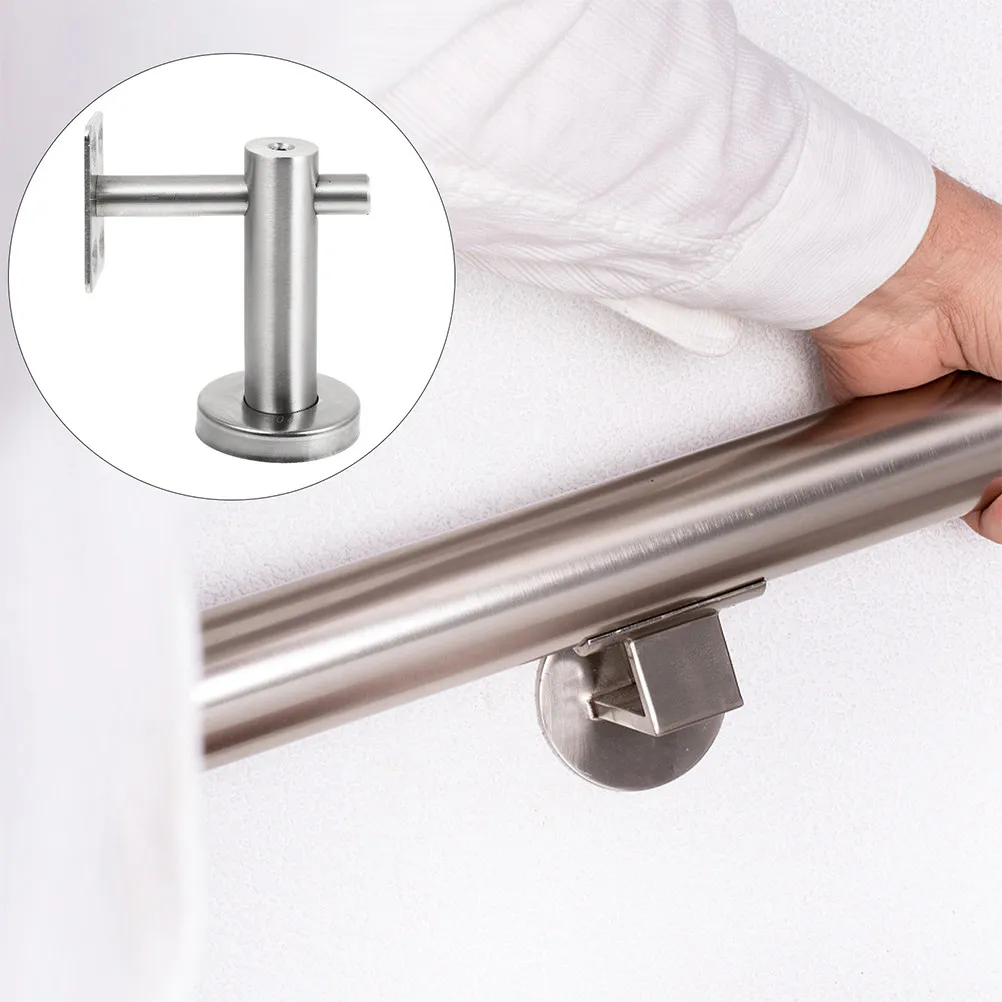 2Pcs Stainless Steel Handrail Bracket Artistic Bright Finish Adjustable Stair Railing Support for Stair Handrail Column Deck