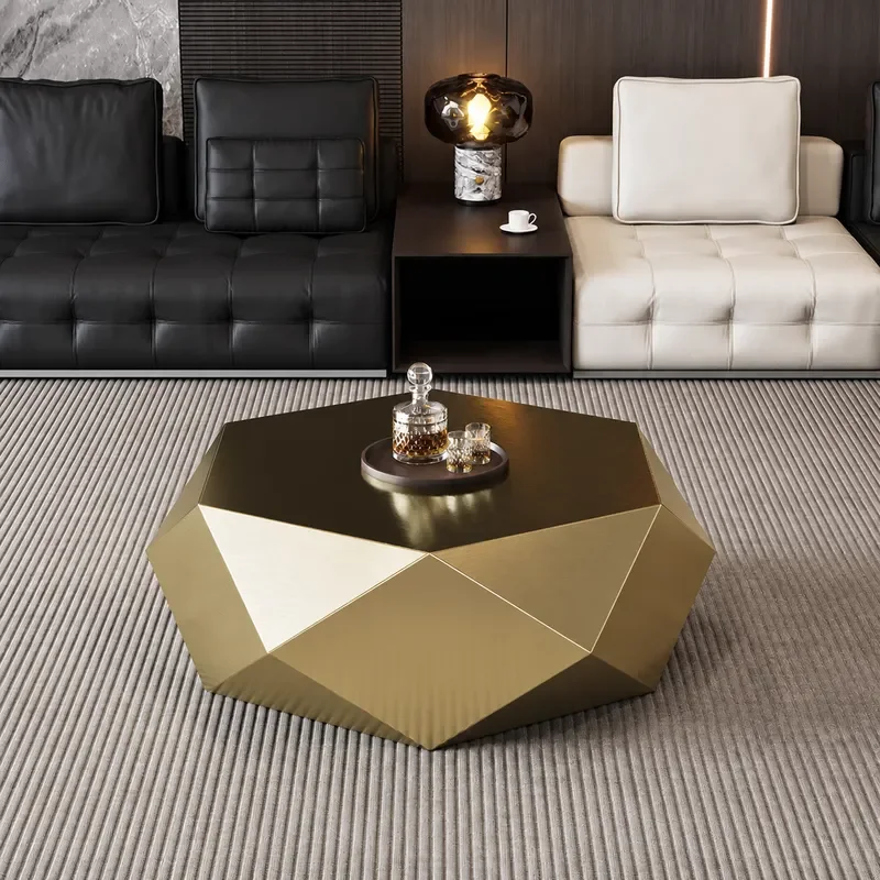 Italian Minimalist Gold Diamond Coffee Table Modern Simple Special Shaped Light Luxury Living Room Furniture for Small