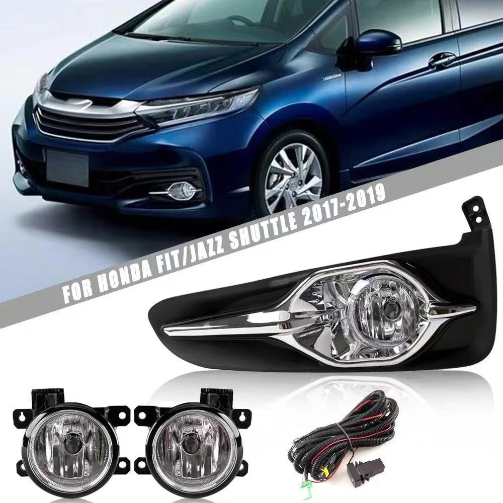2PCS Fog Lamps For 2017 2018 2019 Honda Fit Jazz Shuttle Halogen Car Front Bumper Daylight Daytime Running Lights DRL