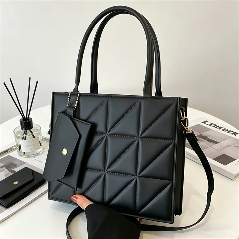 Structured Handbag Top Handle - Stijlvolle gewatteerde draagtas, gestructureerde crossbodytas met
