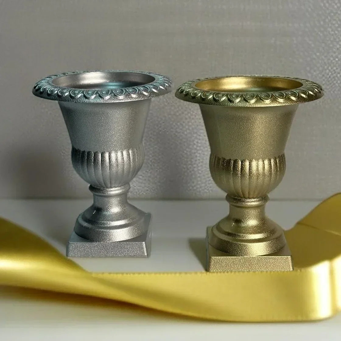 10pcs Golden Silvery Plastic Vase Festival Christmas Wedding Flower Arrangement Ornament Home Living Room Flower Pot Decorate