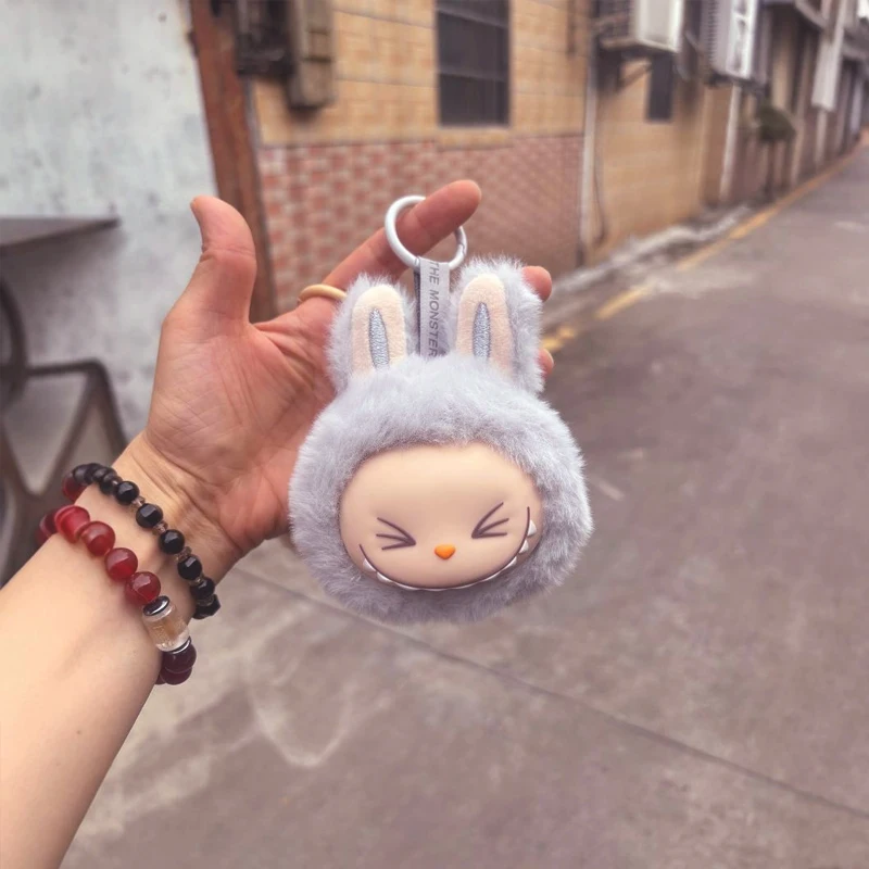 Labubu Second-Generation Anime Model Plush Small Head Keychain Bag Pendant Cute Doll Soft Plush Toy Pendant Backpack Decoration image 2