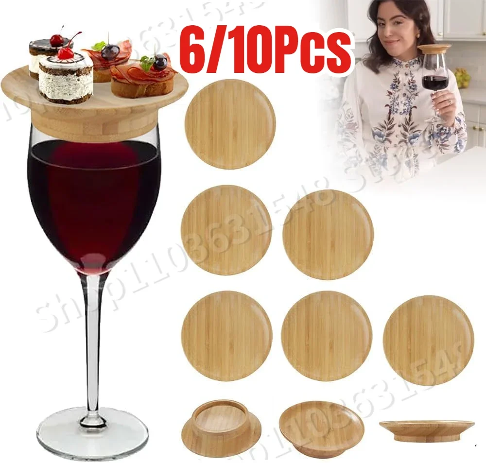 

2/6/10Pcs Wine Glass Charcuterie Topper, 2024 New Wine Glass Charcuterie Board Topper, Bamboo Wine Glass Topper Coasters