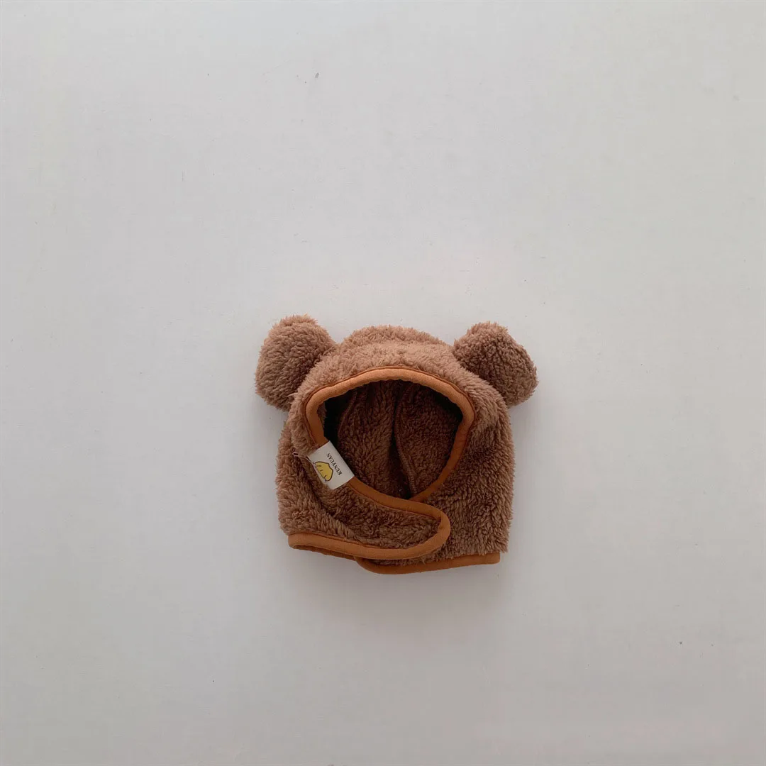 Peluche Baby Bear Hat tinta unita Winter Warm Kids Beanie 2023 corea Style neonato cappello berretti Baby photoboot puntelli