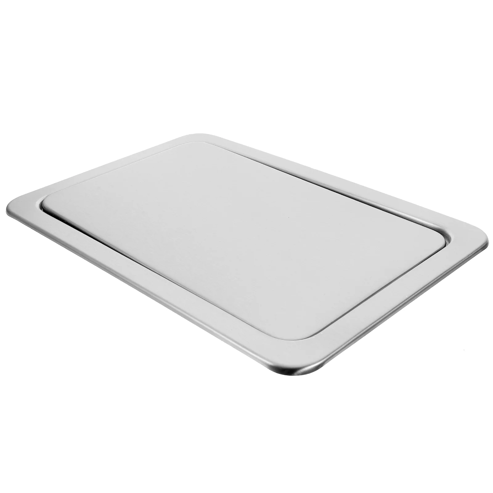 Tray Embedded Type Trash Bin Cover Kitchen Accessory Counter Can Silver Flush Lid