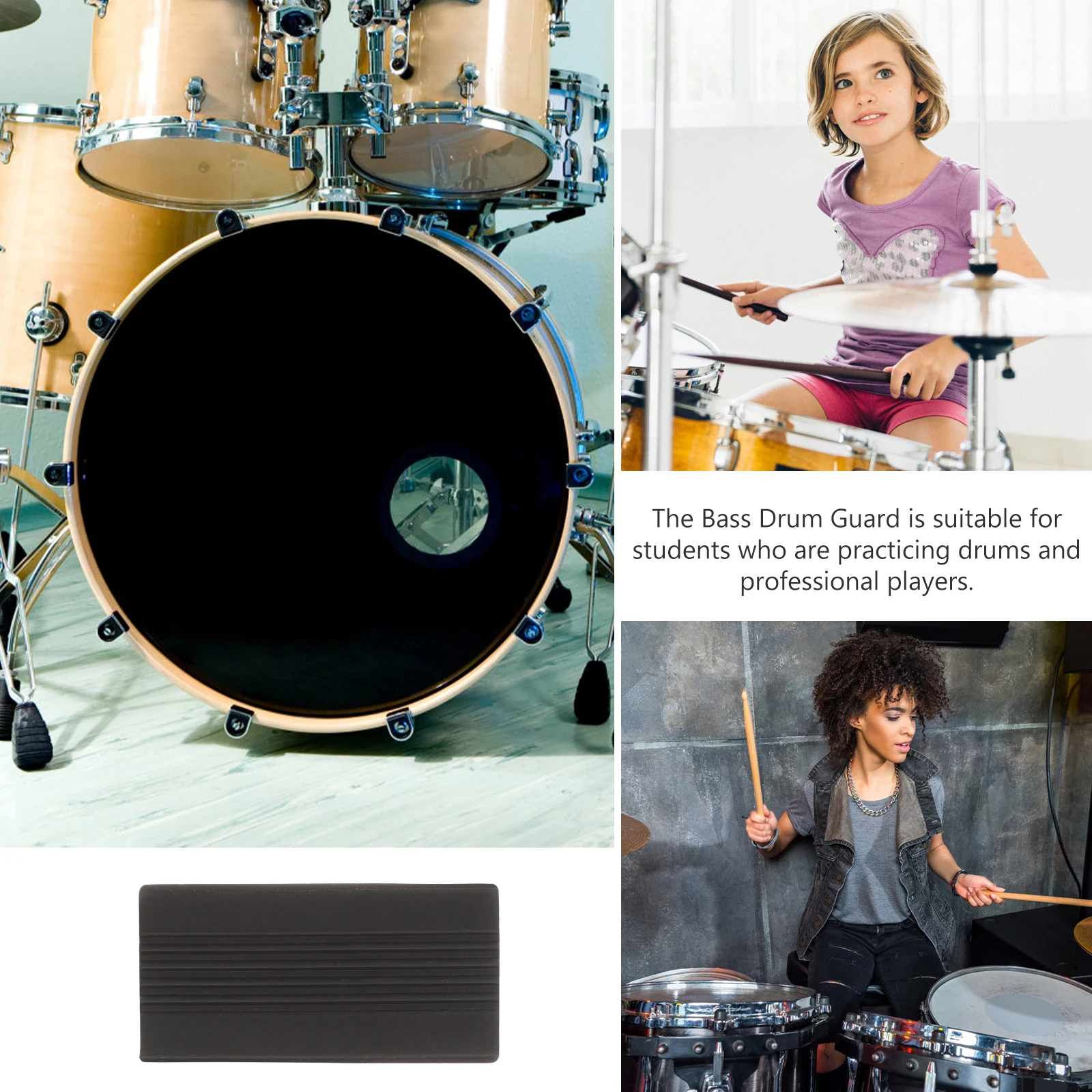 

2Pcs Bass Drum Antiskid Pads Rubber Guards Easy Install Protectors Drum Pedal Accessories for Professional Students