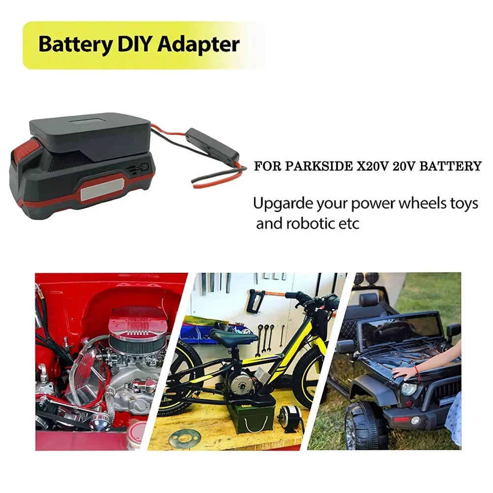 Battery Adapter For PARKSIDE X20V TEAM With Fuse & Switch Power Connector Prevent Excessive Current Adapter Power Tool Parts