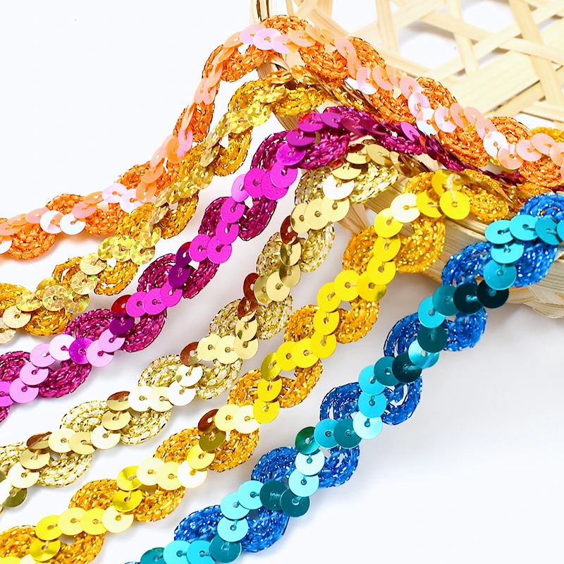 

2/5/10M Meetee 15mm Sequin Lace Ribbon Braided Fringe Trim Band Wedding Stage Dress Decor Laces Trimming DIY Sewing Accessories