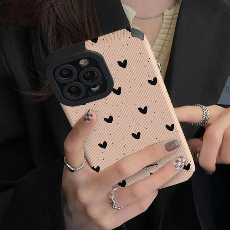 Cute Love Heart Couples Camera Protection Case For iPhone 11 12 13 14 Pro Max 15 Pro Max X XR XS Max 7 8Plus Soft TPU Back Cover