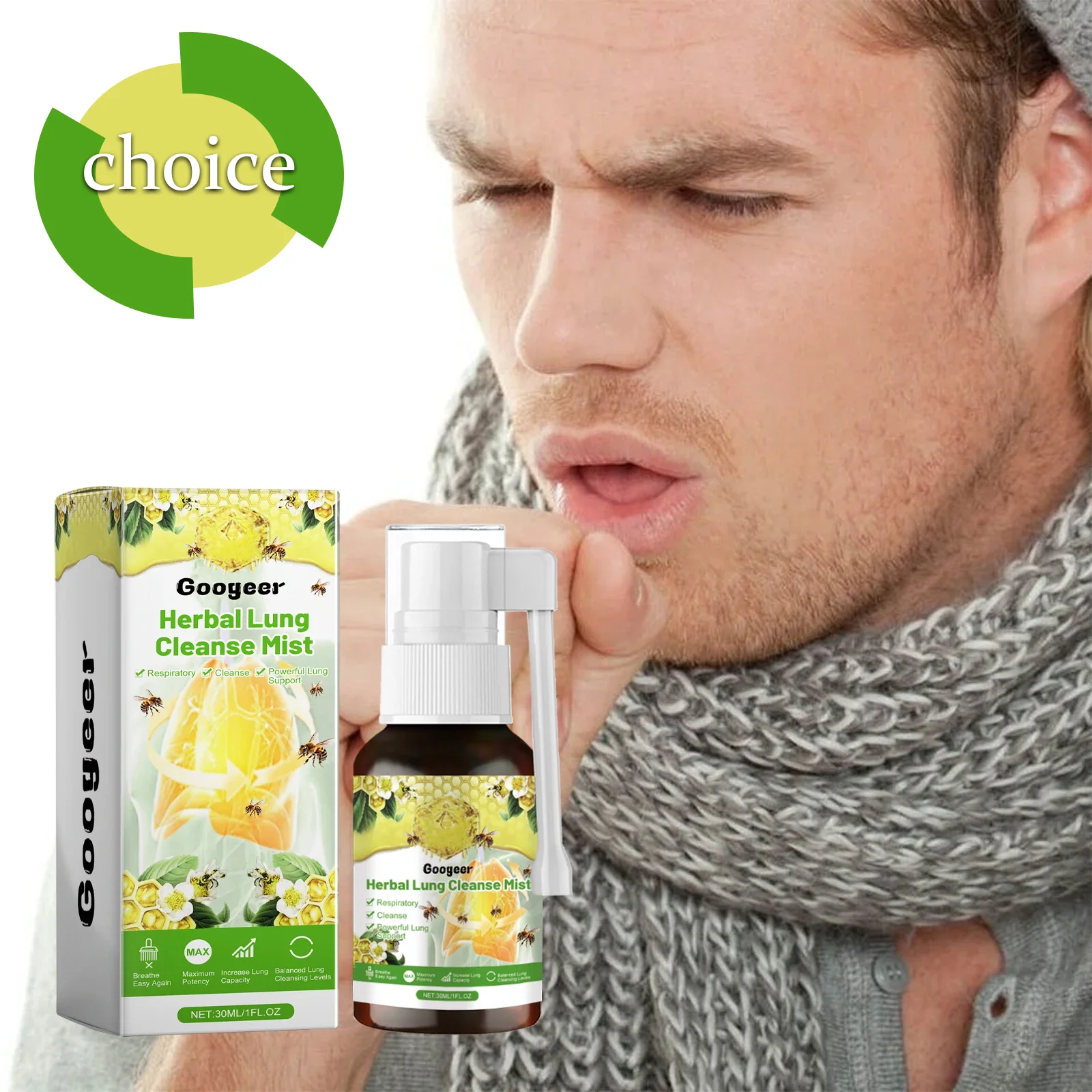 

30ml Lung Herbal Cleaning Spray for Smooth Throat Nose & Respiratory Tract Fresh Daily Care Qingfei Fine Care Liquid Spray