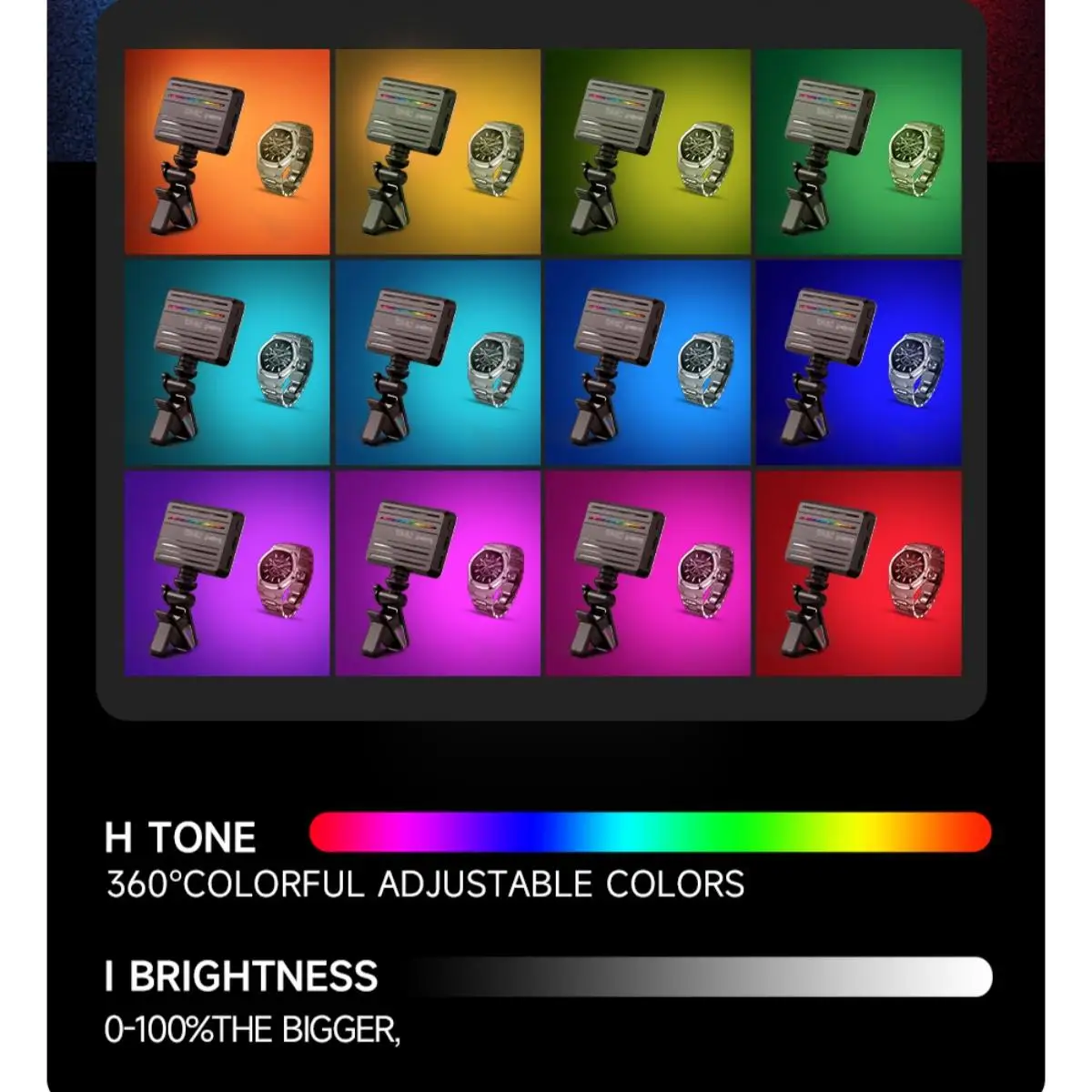 ZIICOYO luce di riempimento per telefono con cambio colore RGB - Illuminazione ricaricabile da 3000 mAh per illuminazione su treppiede e video