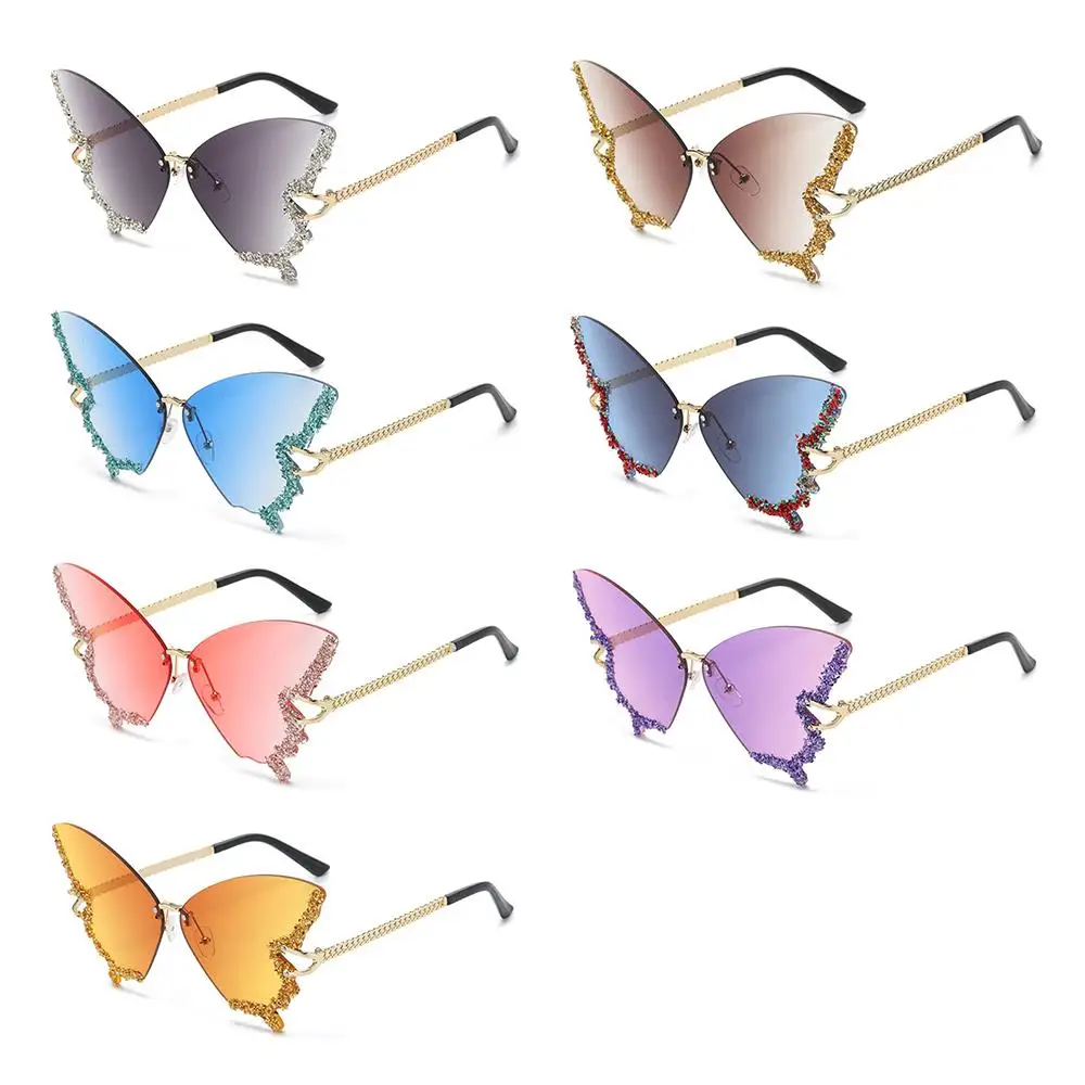 Vintage Diamond Oversized Y2K Eyewear Bling Sun Glasses Butterfly Sunglasses Purple Sunglasses for Women Ladies Shades