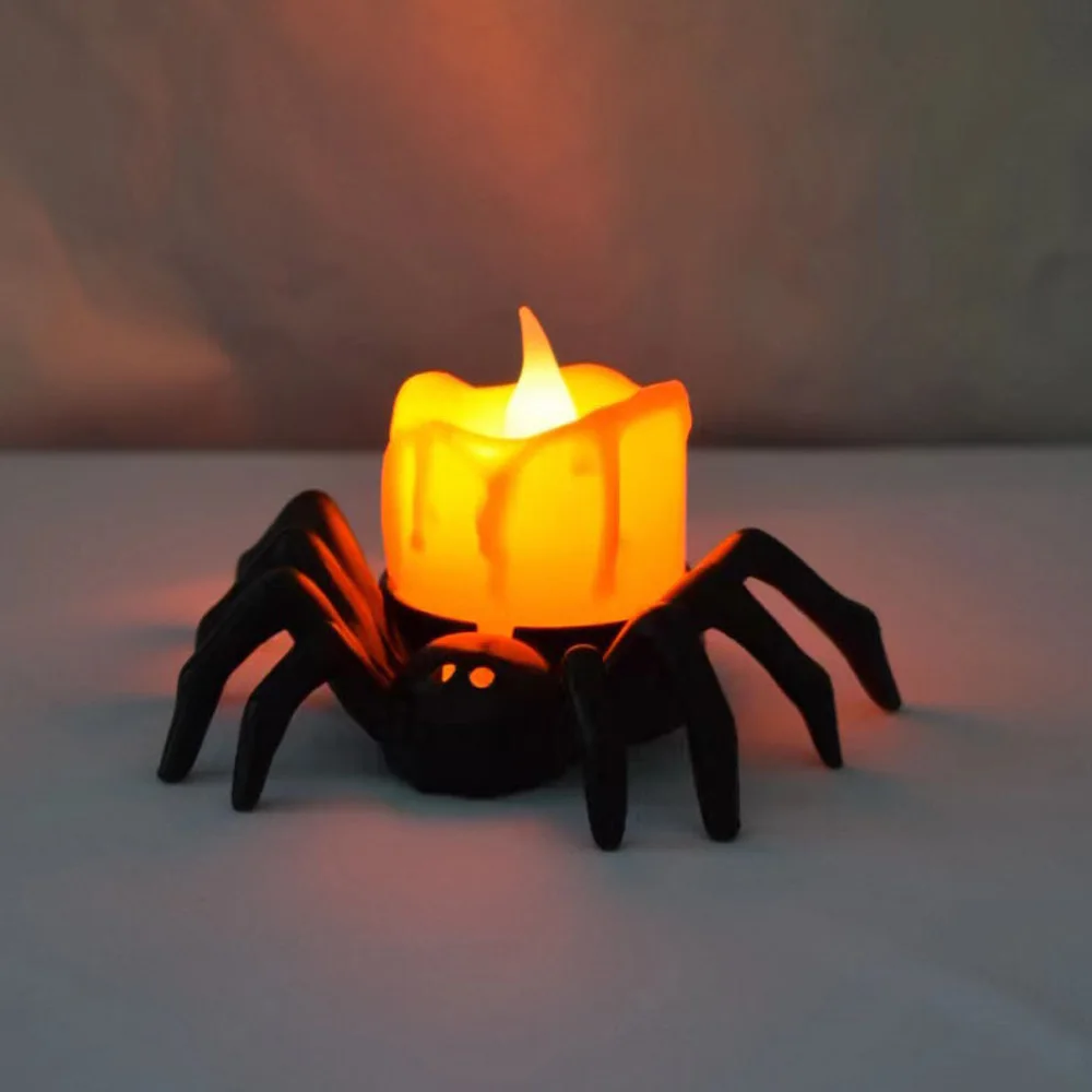 Halloween atmosphere decoration props LED electronic candle lights shine spider night light