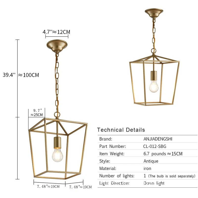 

Golden Pendant Brass Chandelier Vintage Hanging Lamps For Ceiling Dining Table Light Kitchen Suspension E27 Black Lamp Shade