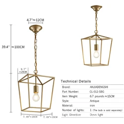 Golden Pendant Brass Chandelier Vintage Hanging Lamps For Ceiling Dining Table Light Kitchen Suspension E27 Black Lamp Shade